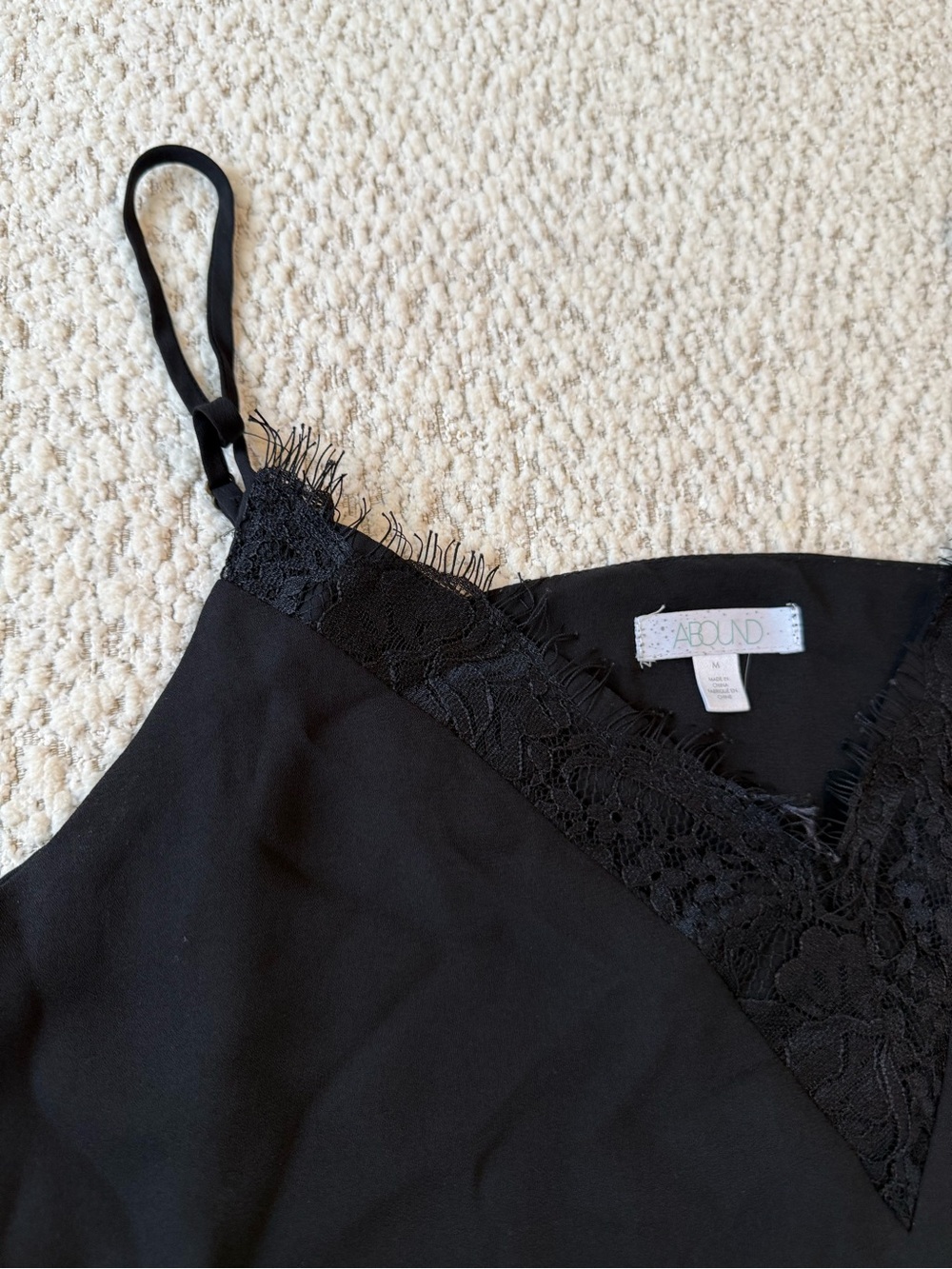 Abound Black Lace-Trim Satin Slip Cami